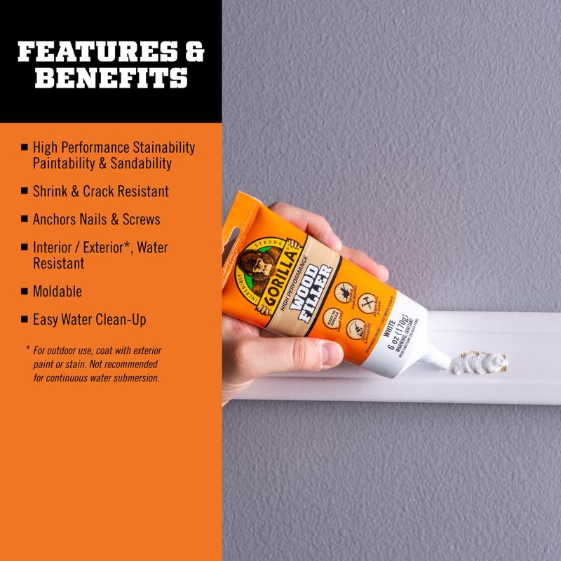 Gorilla White Wood Filler 6 oz