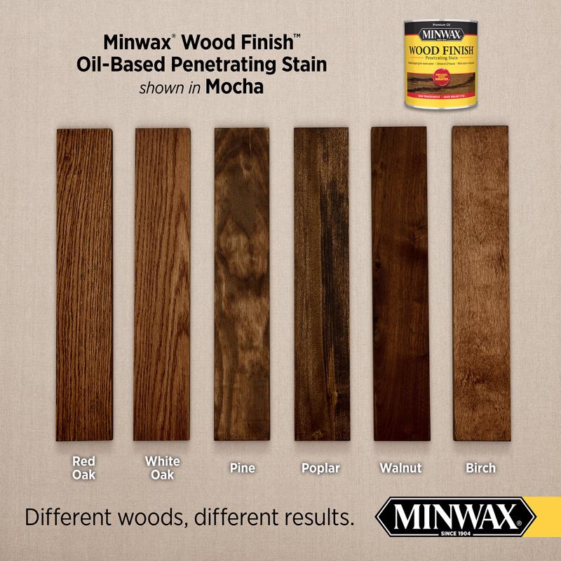 Minwax Wood Finish Semi-Transparent Satin Mocha Oil-Based Penetrating Wood Stain 1/2 pt