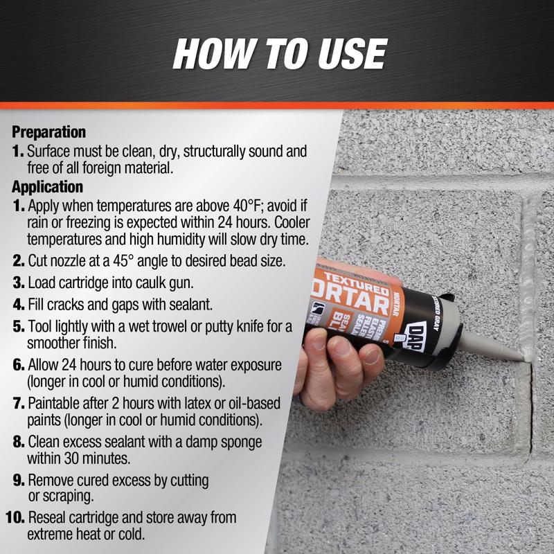 DAP Premium Textured Mortar Gray Advanced Latex Concrete and Mortar Sealant 10.1 oz