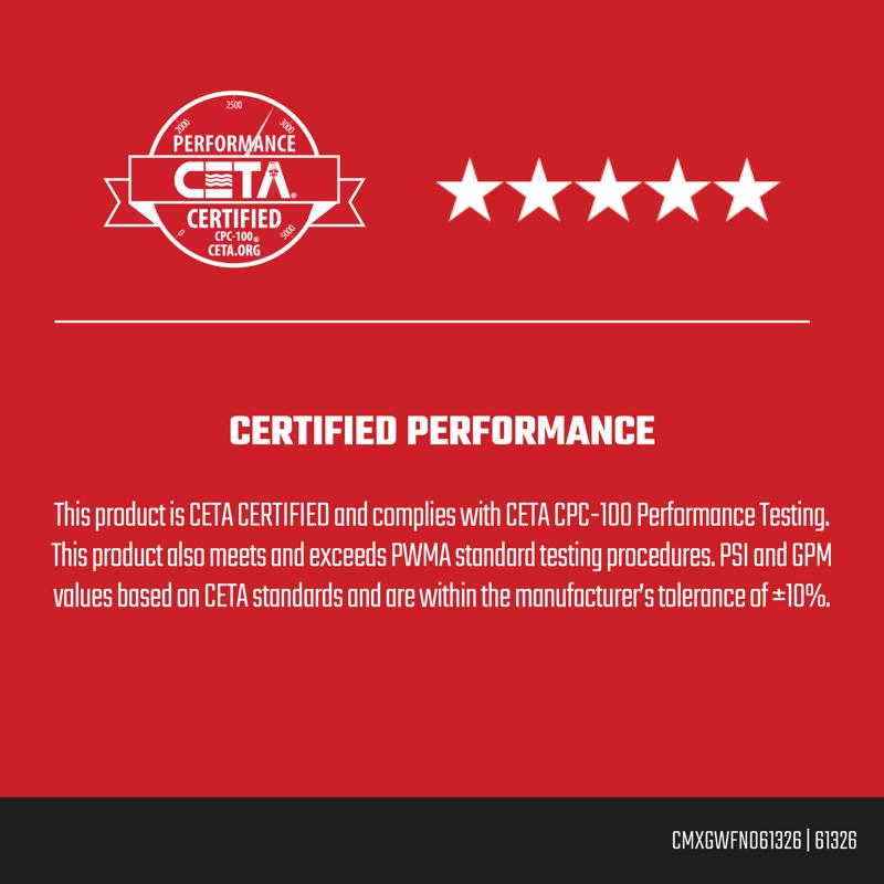 Craftsman (49-State) CMXGWFN061325 3200 psi Gas 2.4 gpm Pressure Washer