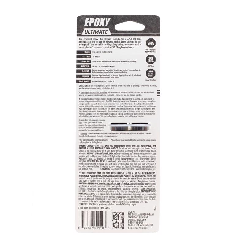 Gorilla Ultra Strength Epoxy Dark Grey Epoxy Syringe 25 ml