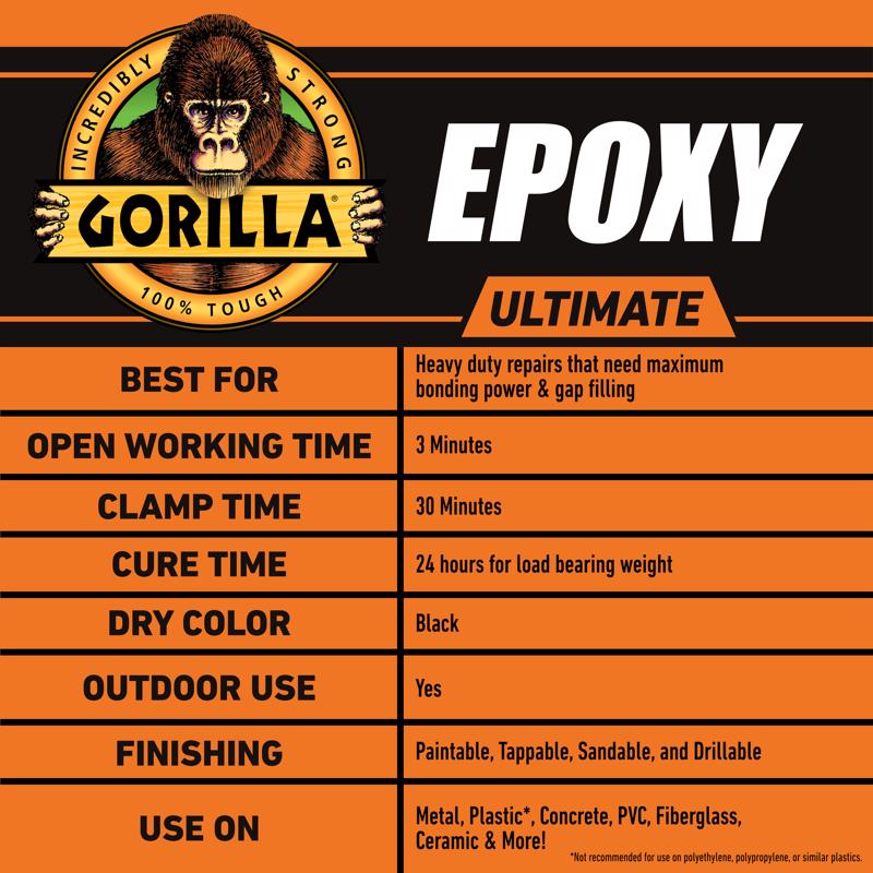 Gorilla Ultra Strength Epoxy Dark Grey Epoxy Syringe 25 ml