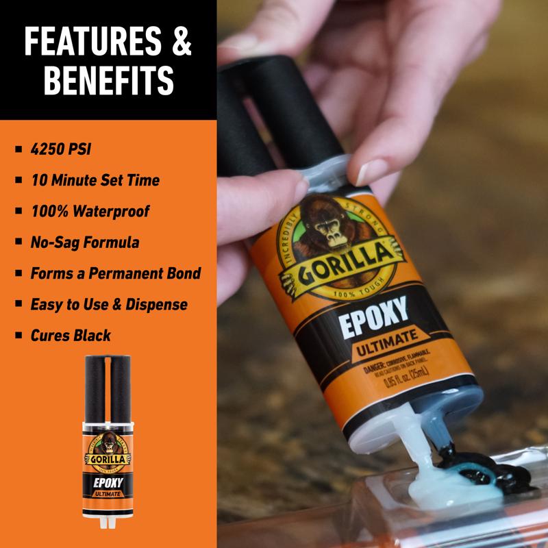 Gorilla Ultra Strength Epoxy Dark Grey Epoxy Syringe 25 ml