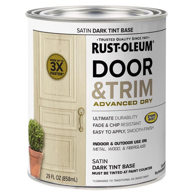 Rust-Oleum Stops Rust Satin Dark Tint Base Door Paint Exterior and Interior 1 qt