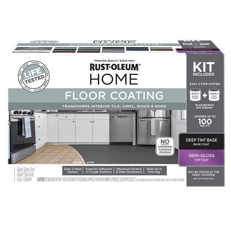 Rust-Oleum HOME Semi-Gloss Deep Tint Base Floor Coating Kit 1 qt