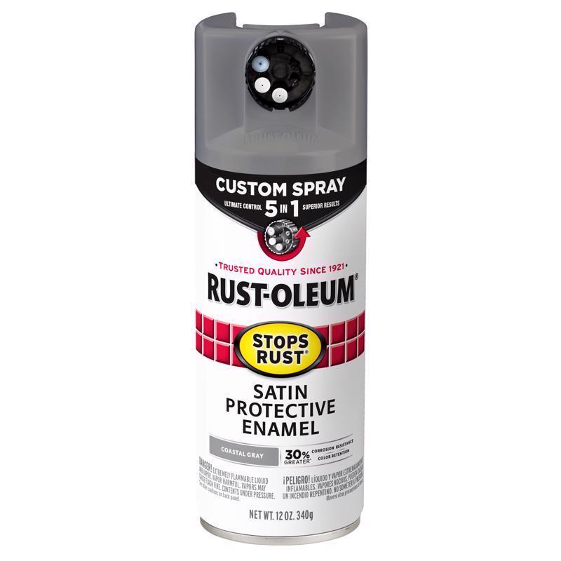 Rust-Oleum Stops Rust Custom Spray 5-in-1 Indoor and Outdoor Satin Gray Oil-Based Oil Modified Alkyd