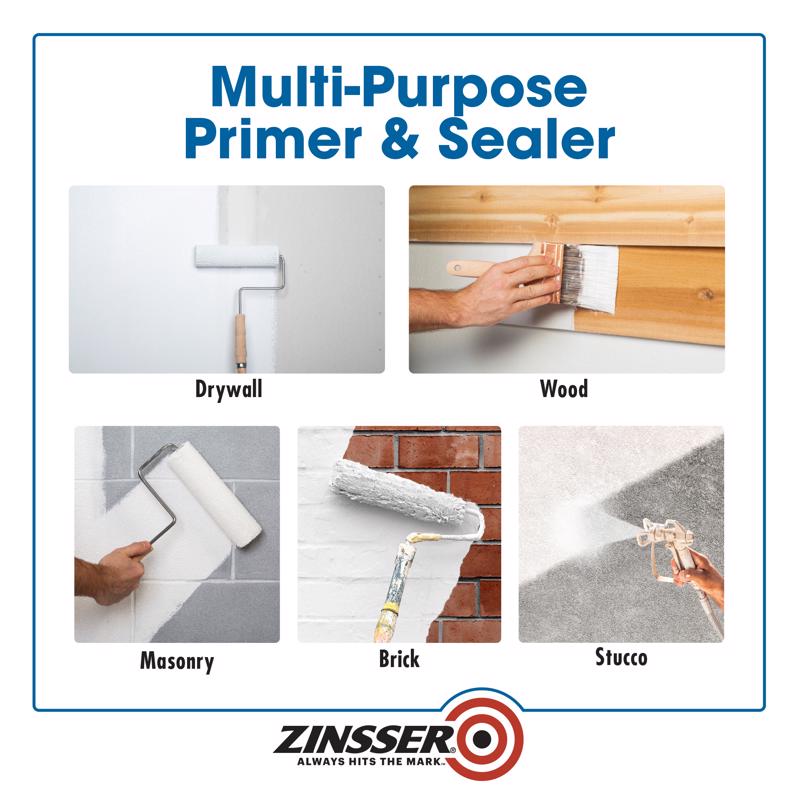 Zinsser HIDZ White Flat Water-Based Primer and Sealer 5 gal
