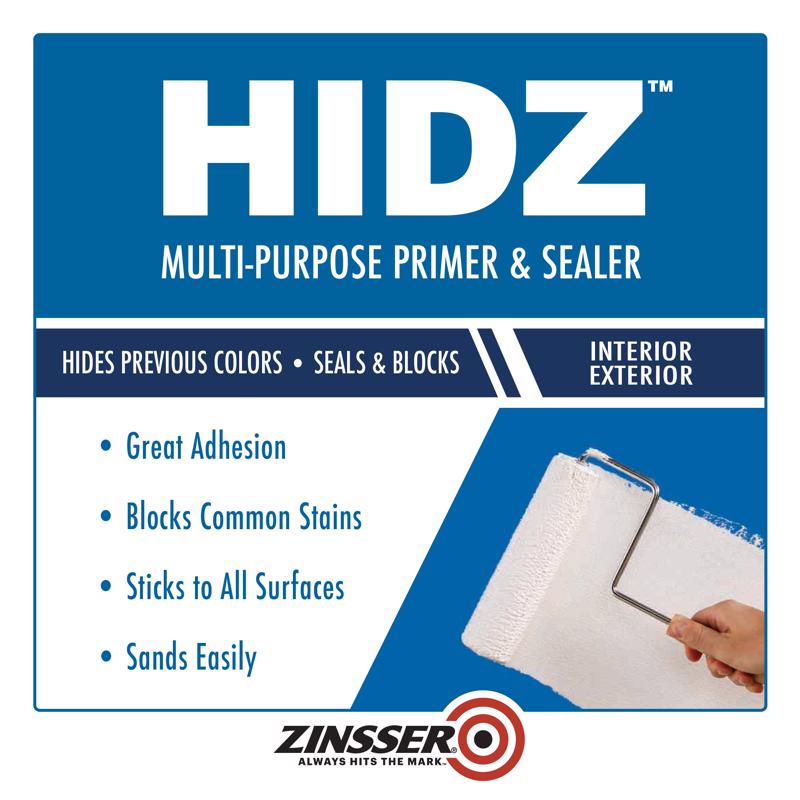 Zinsser HIDZ White Flat Water-Based Primer and Sealer 1 gal