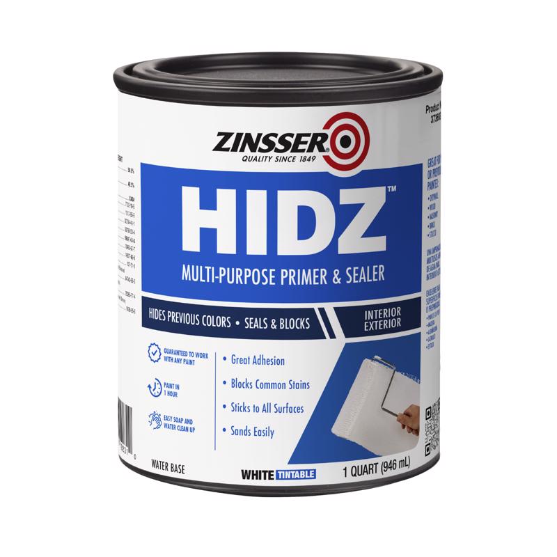 Zinsser HIDZ White Flat Water-Based Primer and Sealer 1 qt