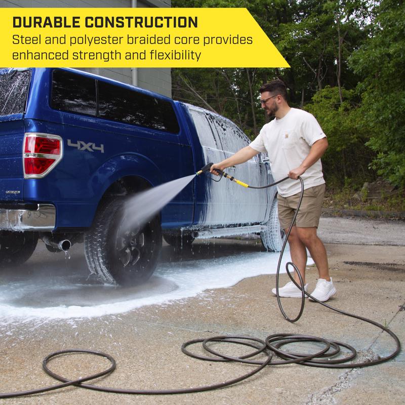 SurfaceMaxx 3/8 in. D X 50 ft. L Steel and Polyester Braided Pressure Washer Hose 4500 psi