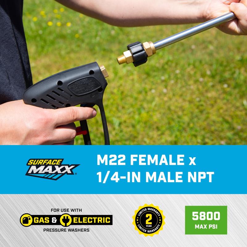 SurfaceMaxx M22 Female x 1/4-in Male NPT Screw Nipple 5800 psi