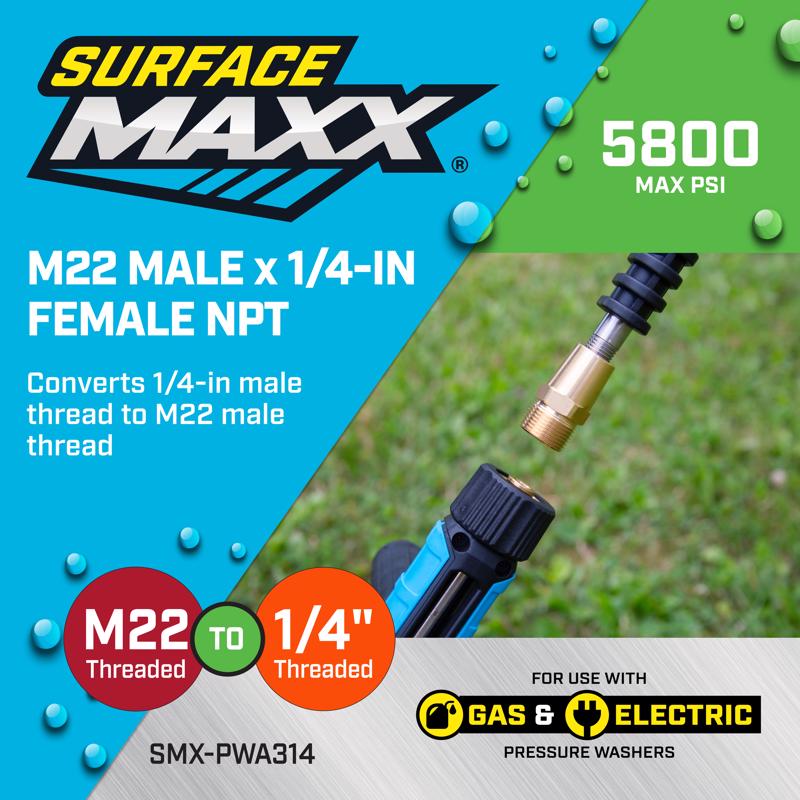 SurfaceMaxx M22 Male x 1/4-in Female NPT Screw Nipple 5800 psi