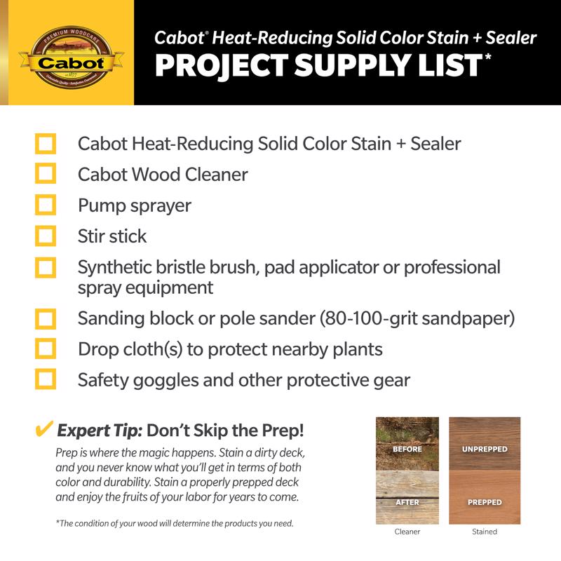 Cabot Heat-Reducing Solid Hampton Gray Water-Based Acrylic Stain and Sealer 1 gal