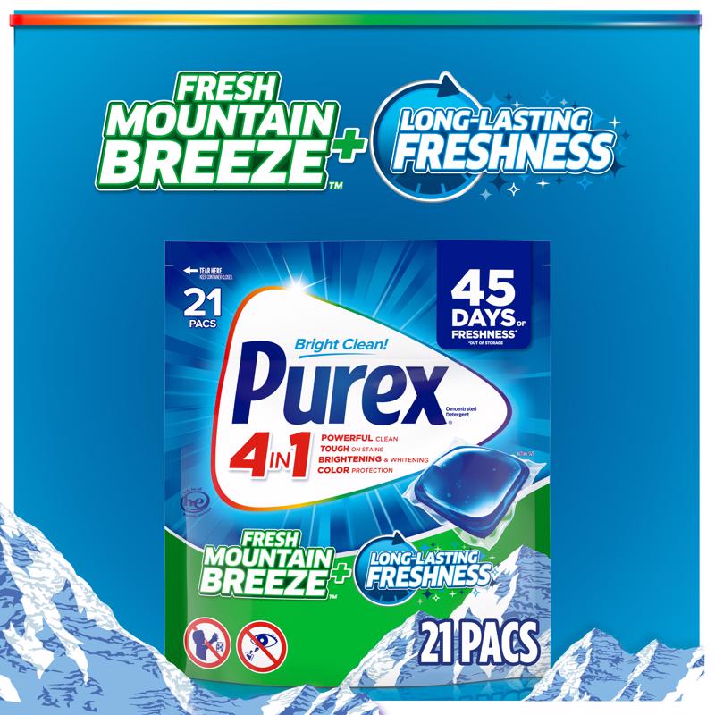 Purex Mountain Breeze Scent Laundry Detergent Pod 11.1 oz 21 pk