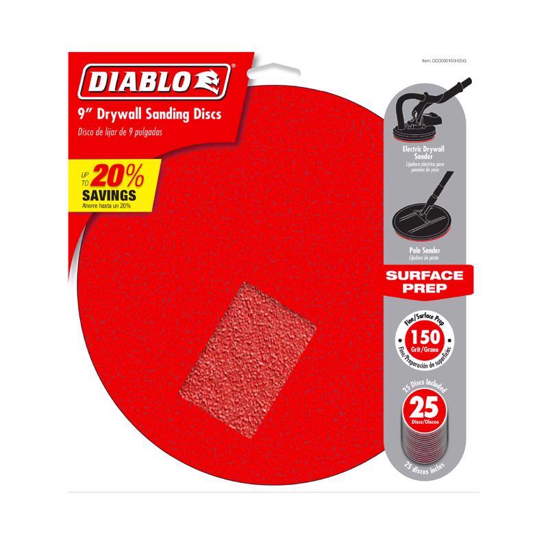 Diablo 9 in. Aluminum Oxide Blend Hook and Lock Sanding Disc 150 Grit Fine 25 pk