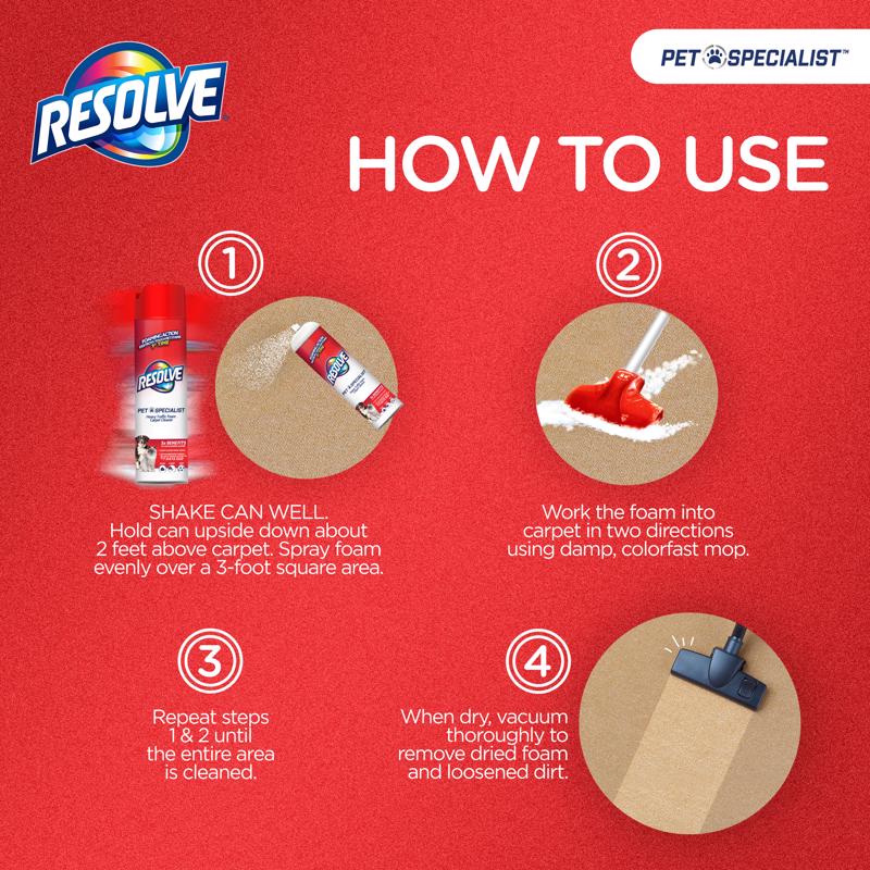 Resolve No Scent Pet Stain Carpet Cleaner 22 oz Foam