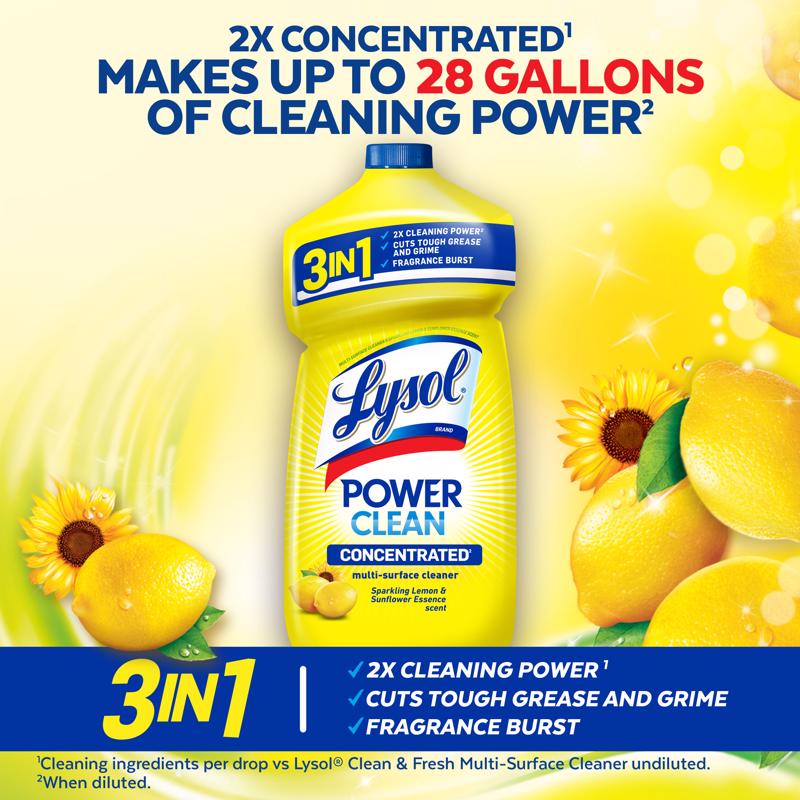 Lysol Sparkling Lemon & Sunflower Essence Scent Concentrated Multi-Surface Cleaner Liquid 28 oz