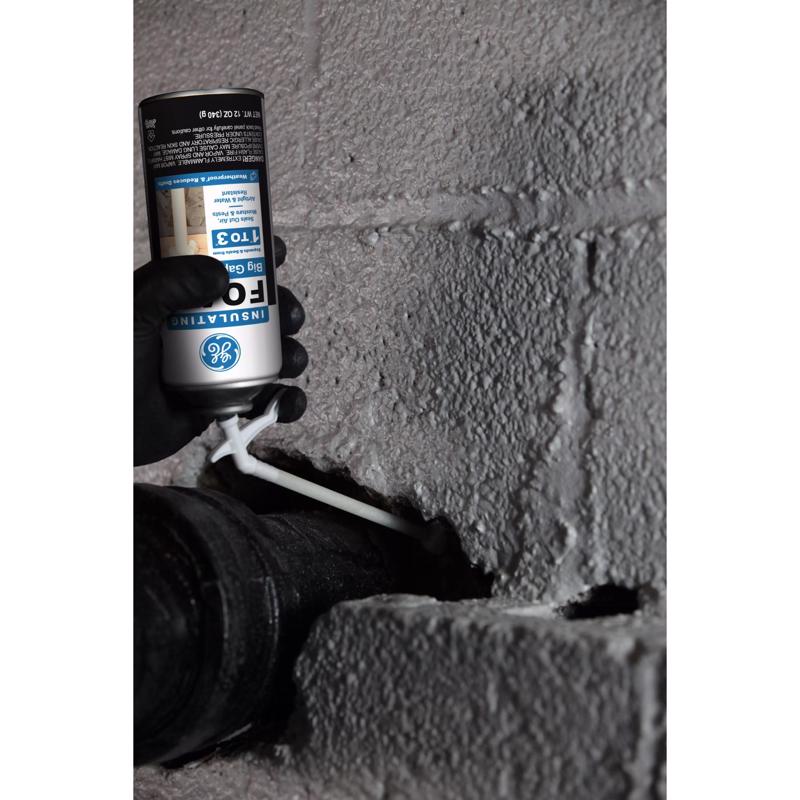 GE Pale Yellow Foam Big Gaps and Cracks Insulating Sealant 12 oz