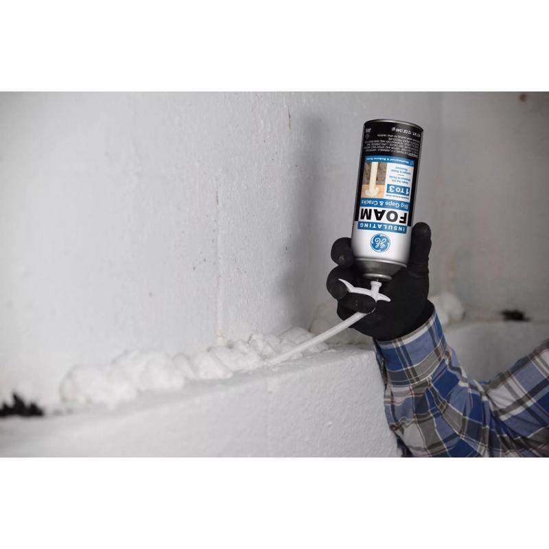 GE Pale Yellow Foam Big Gaps and Cracks Insulating Sealant 12 oz