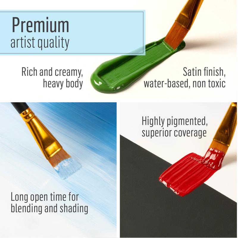FolkArt Multi-Surface Satin Assorted Water-Based Acrylic Paint Set Exterior and Interior 10 pc