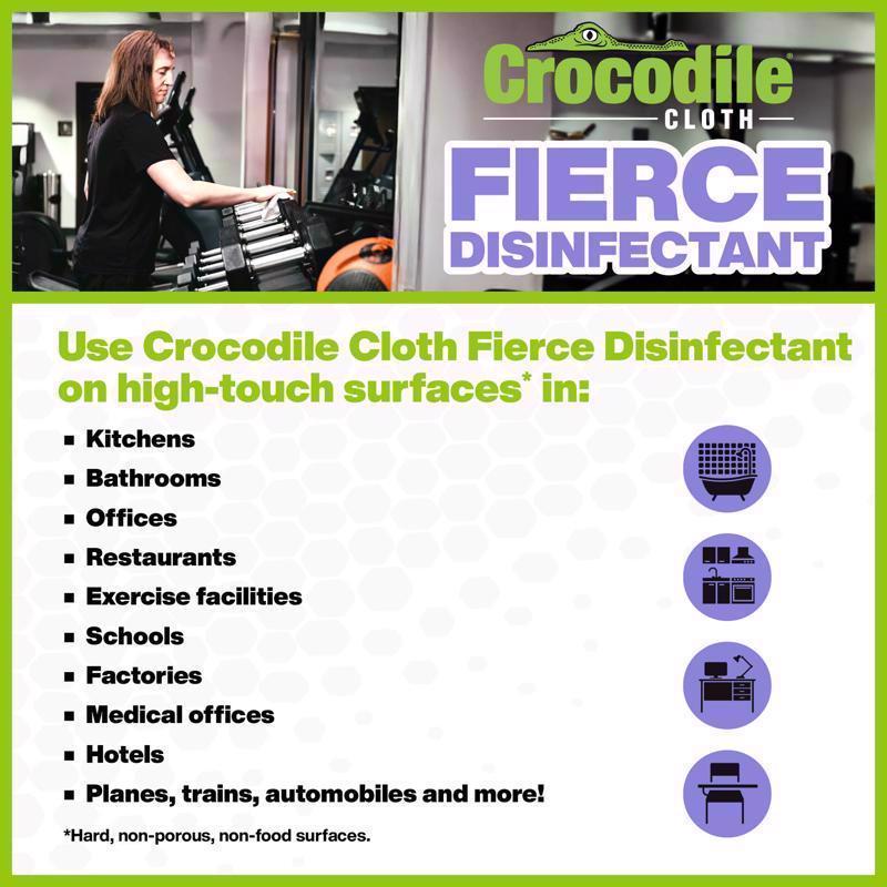 Crocodile Cloth Fierce Disinfecting Wipes 15 in. W X 10 in. L 80 wipes