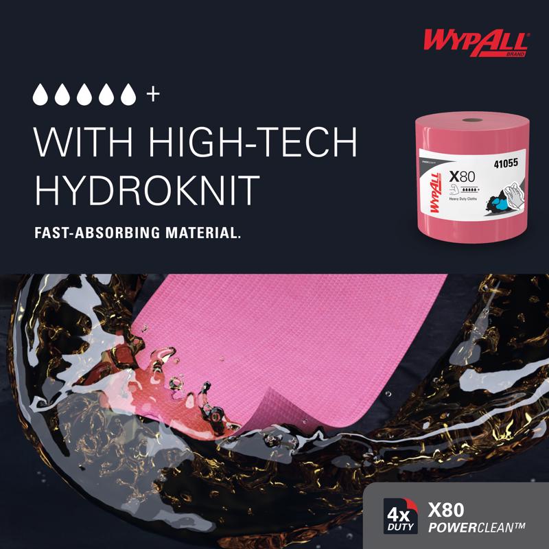 WypAll PowerClean X80 Wiping Cloth 12.5 in. W X 12 in. L 475 sheet