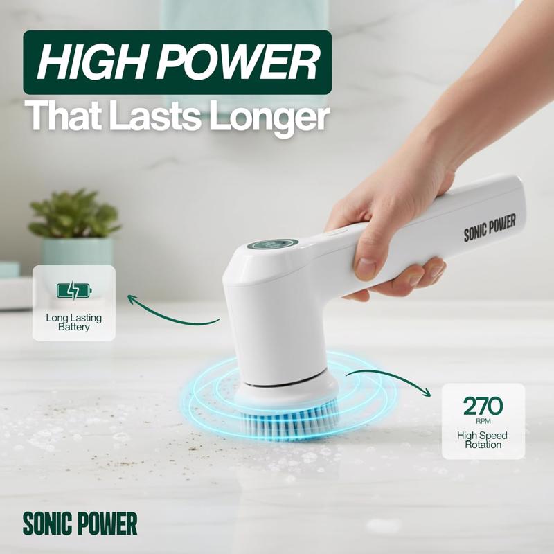 Sonic Power 2 in. W Medium Bristle 6 in. Plastic Handle Tub & Tile Scrubber