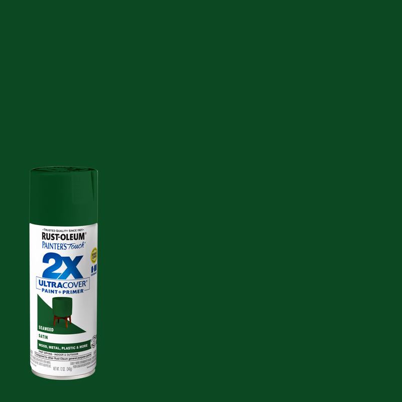 Rust-Oleum Painter's Touch 2X Ultra Cover Satin Seaweed Paint+Primer Spray Paint 12 oz