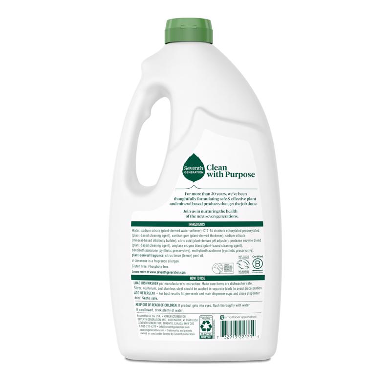 Seventh Generation Lemon Scent Gel Dishwasher Detergent 42 oz