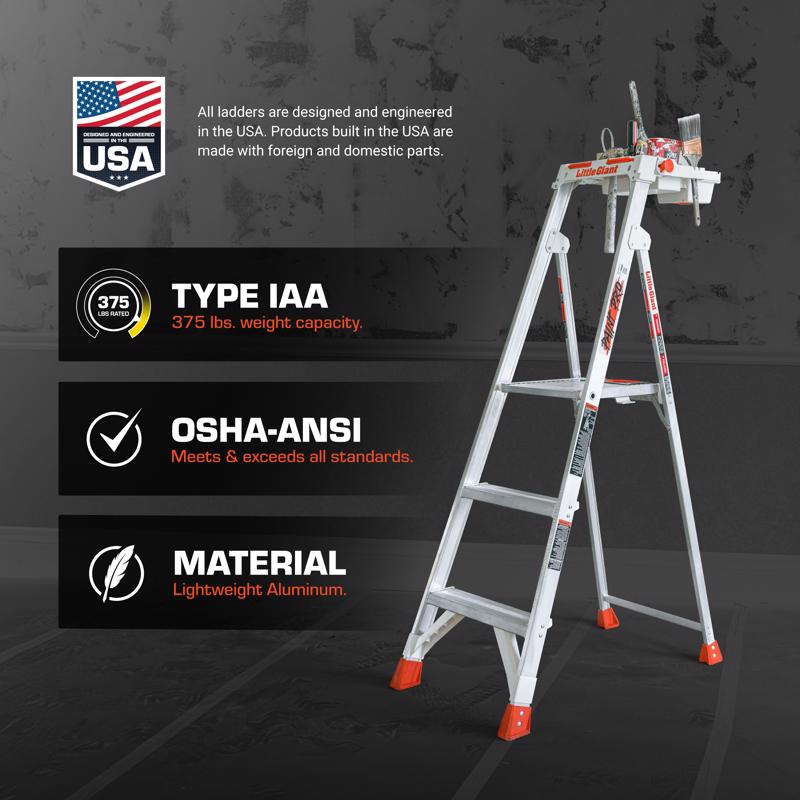 Little Giant Ladders 5 ft. H Aluminum Step Ladder Type IAA 375 lb. capacity