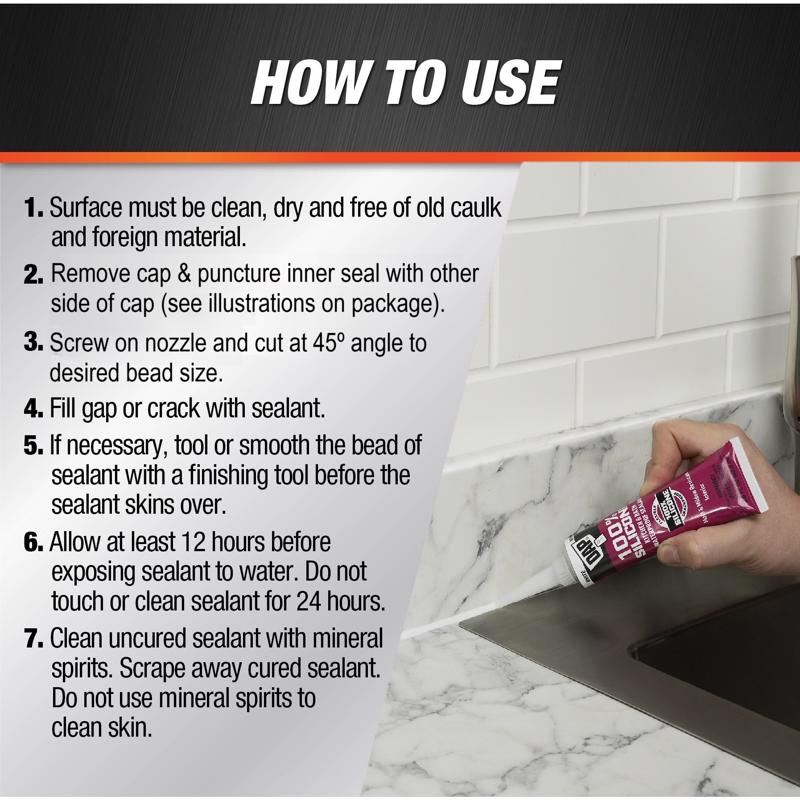 DAP White Silicone Rubber Kitchen and Bath Waterproof Sealant 2.8 fl. oz.