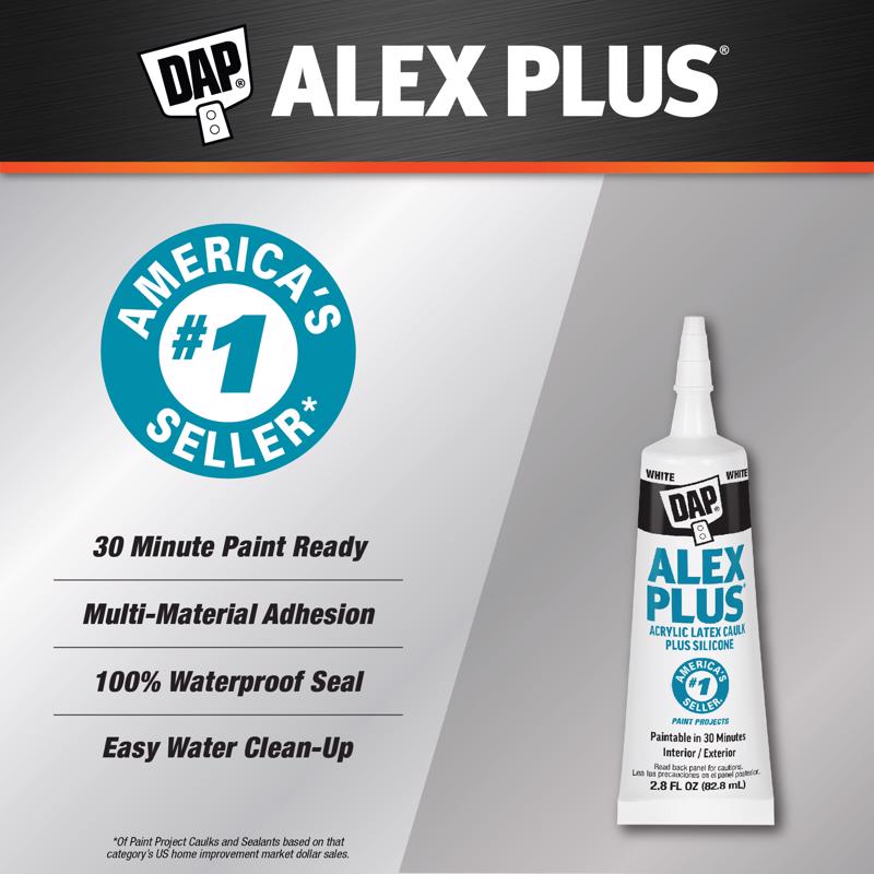 DAP Alex Plus White Siliconized Acrylic Latex All Purpose Caulk 2.8 fl. oz.