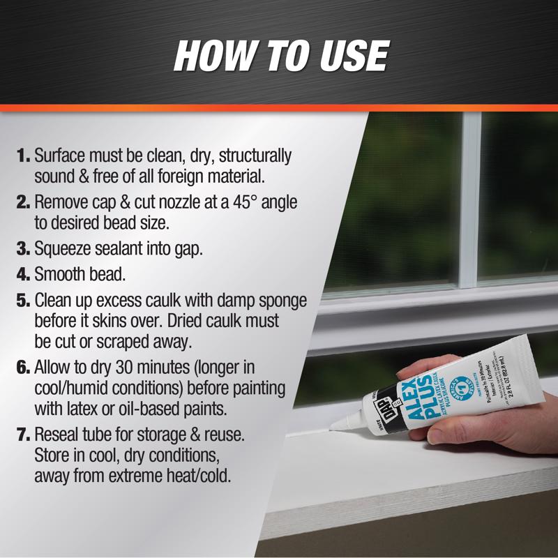DAP Alex Plus White Siliconized Acrylic Latex All Purpose Caulk 2.8 fl. oz.