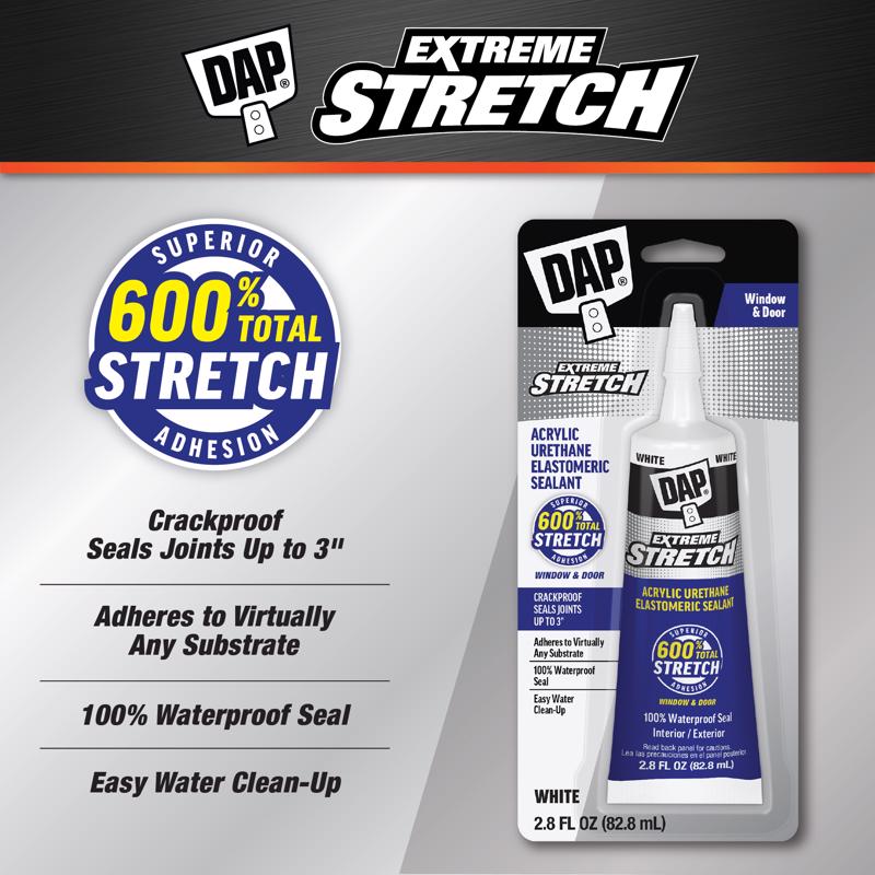 DAP Extreme Stretch White Acrylic Urethane Elastomeric Window and Door Sealant 2.8 oz