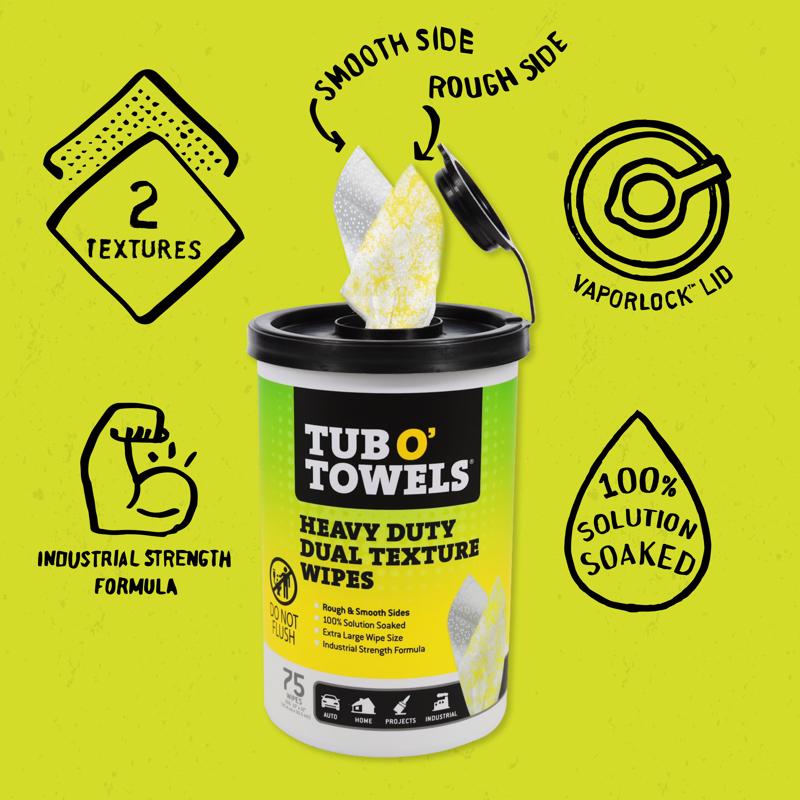 Tub O' Towels Cleaning Wipes 10 in. W X 12 in. L