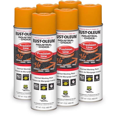 Rust-Oleum Industrial Choice - Contractor Pack(6 pk) Fluorescent Orange Inverted Marking Paint 17 oz