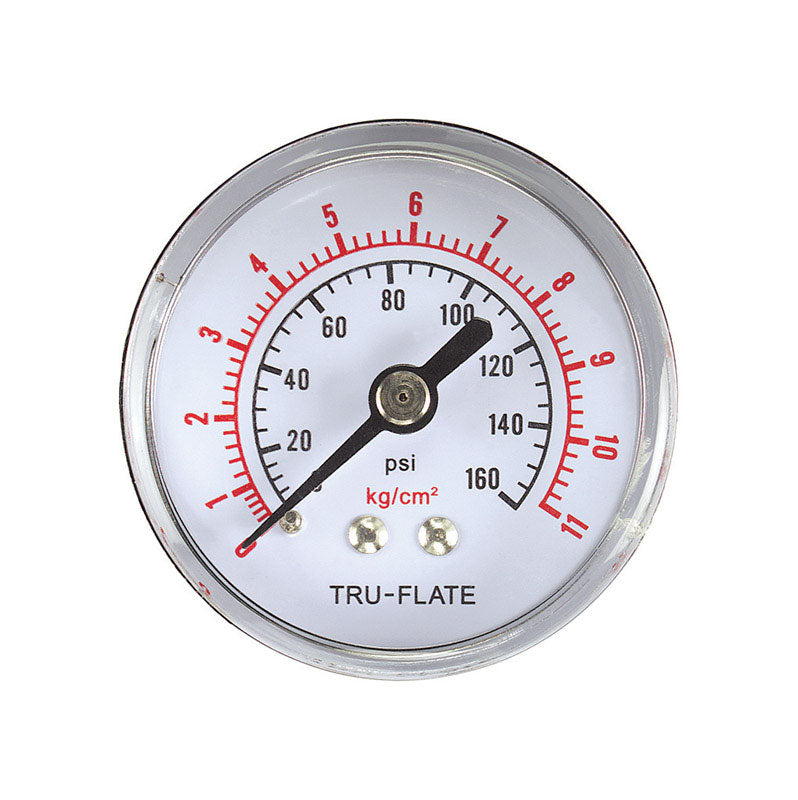 Tru-Flate Polycarbonate Air Line Gauge 1/4 in. NPT 160 psi