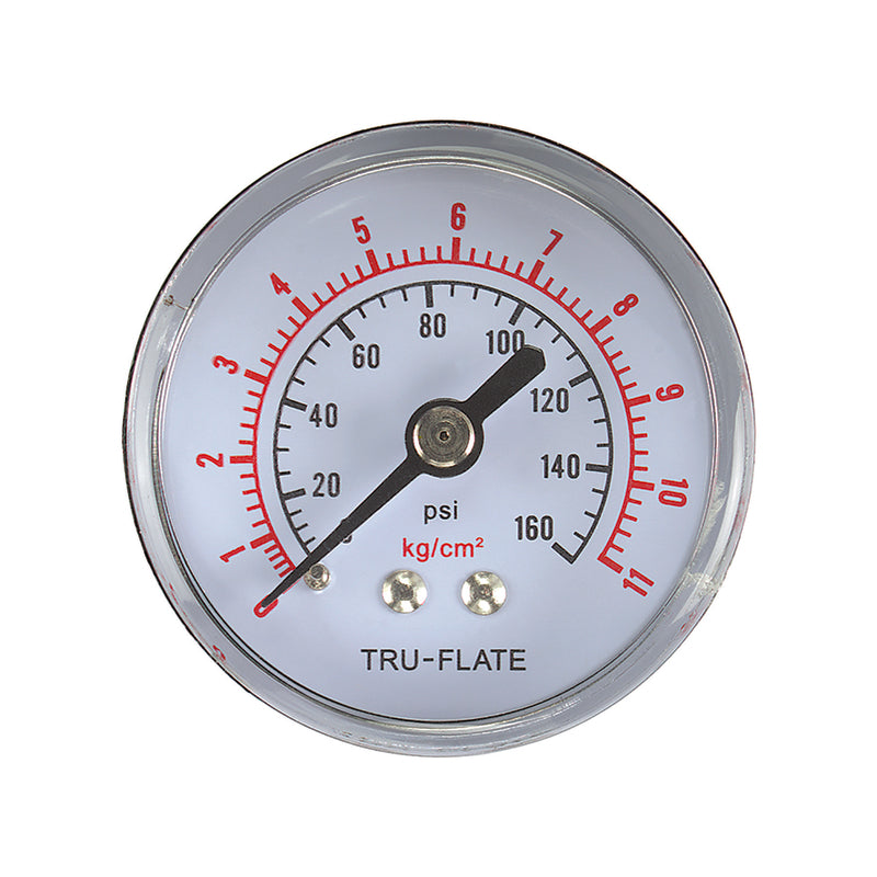 Tru-Flate Polycarbonate Air Line Gauge 1/4 in. NPT 160 psi