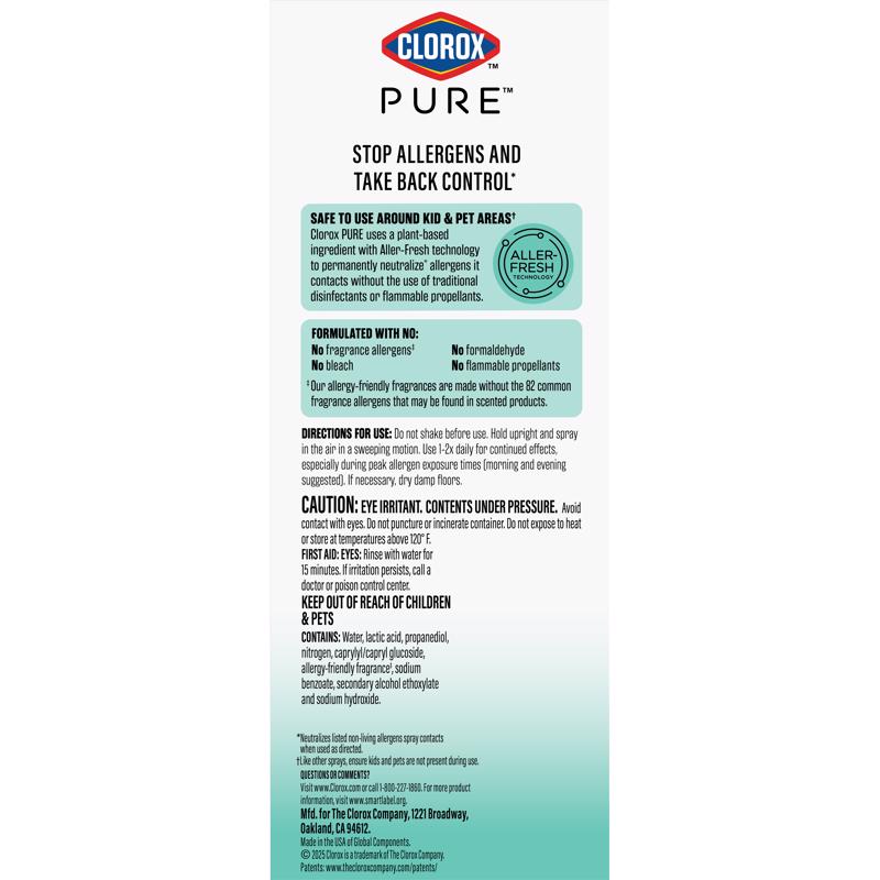 Clorox Pure Clean Breeze Scent Air Freshener Spray 8 oz Aerosol