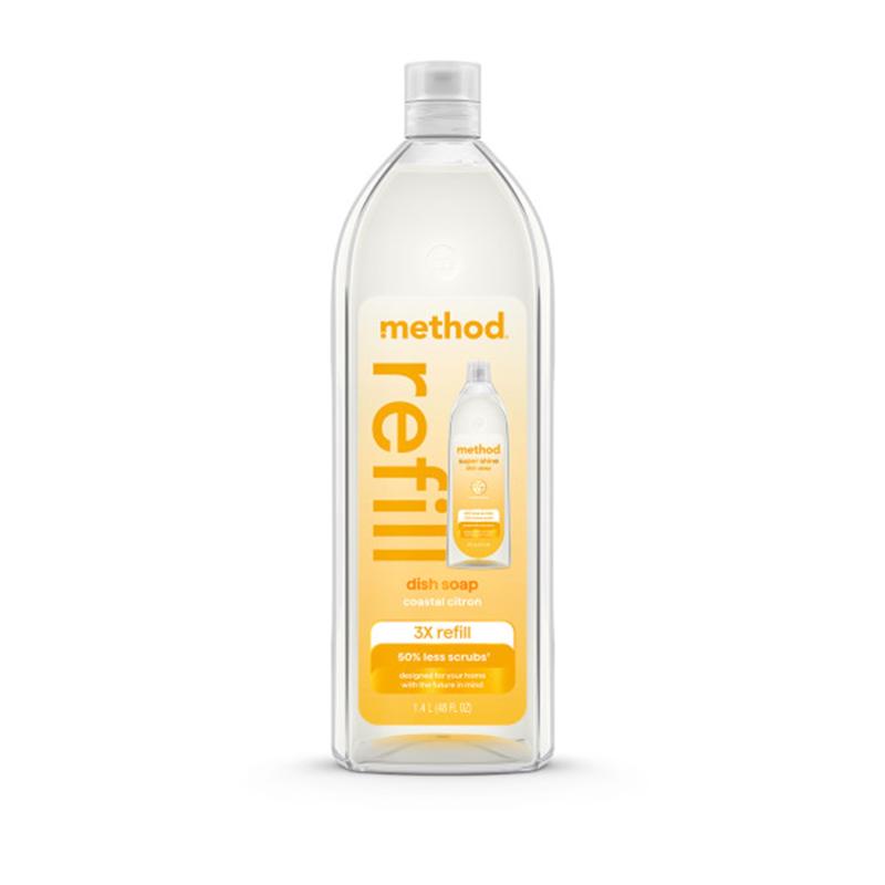Method Super Shine Coastal Citron Scent Liquid Dish Soap Refill 48 oz