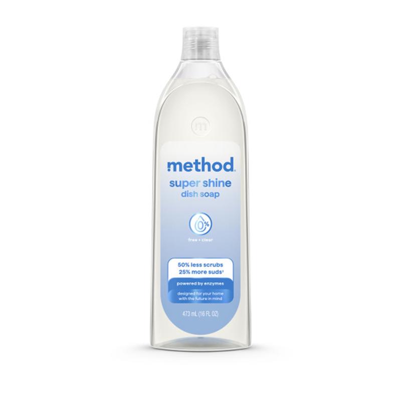 Method Super Shine Free & Clear Scent Liquid Dish Soap 16 oz