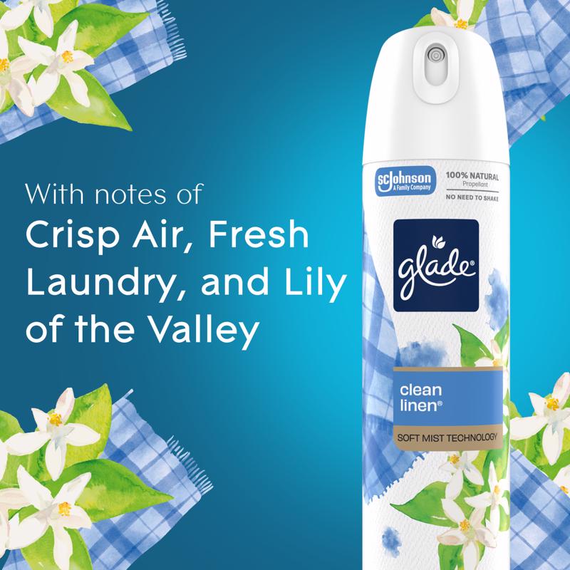 Glade Clean Linen Scent Air Freshener 7.3 oz Aerosol