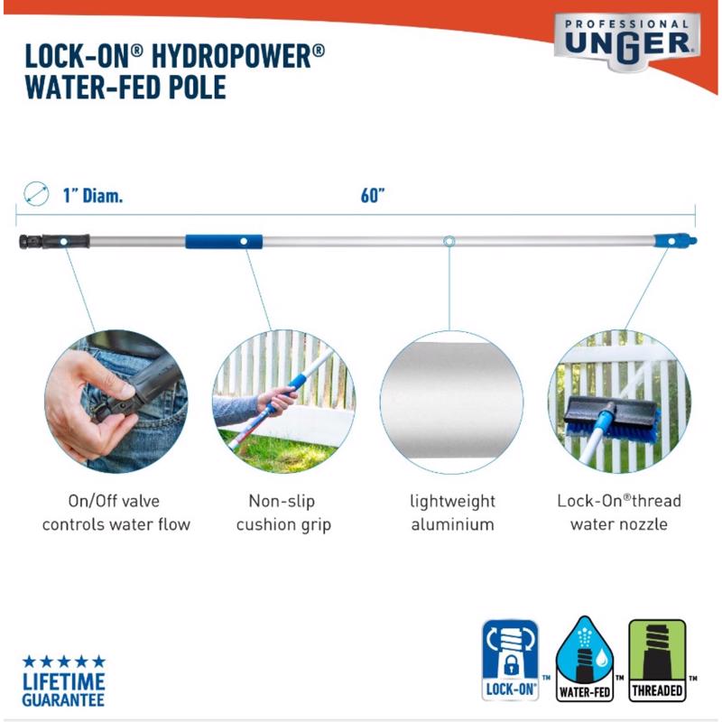 Unger 60 in. L X 1 in. D Aluminum Water Flow Pole Silver/Blue