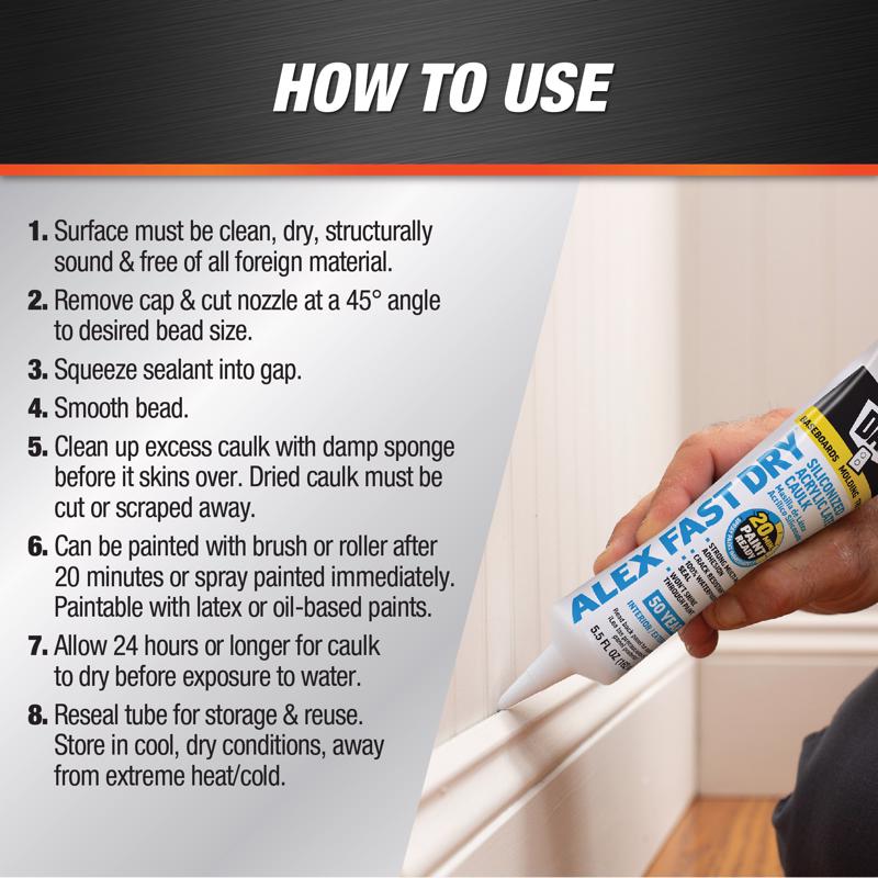DAP Alex Fast Dry White Acrylic Latex Caulk 5.5 fl. oz.