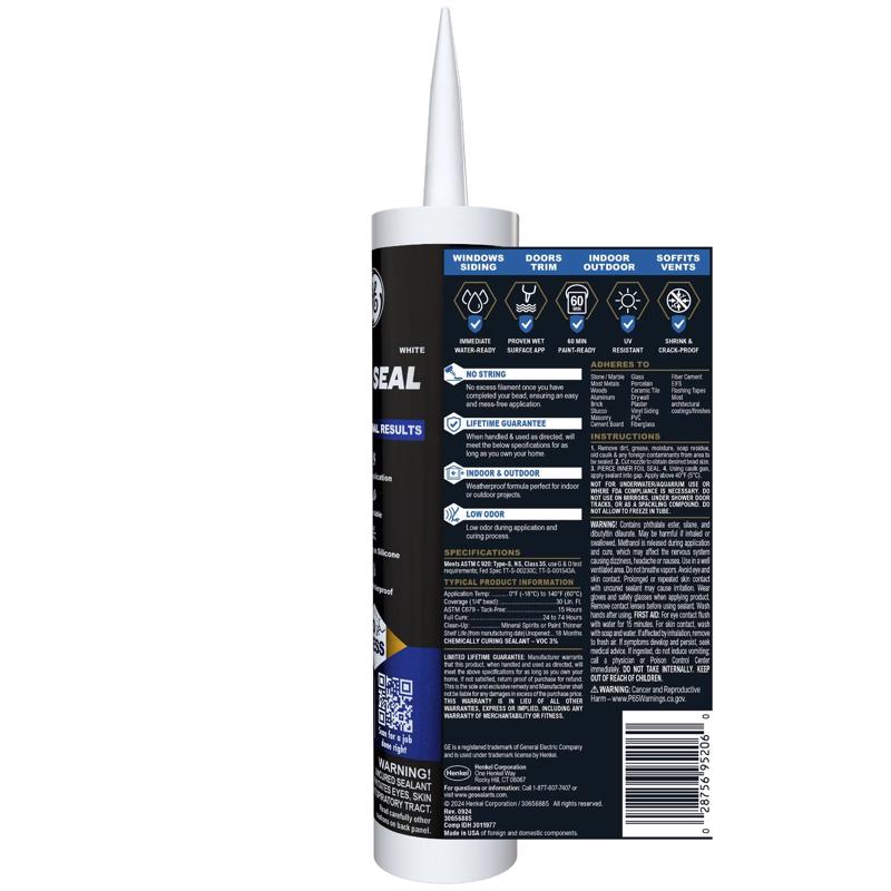 GE Pro Max White Silicone 1 Window and Door Caulk Sealant 9 fl. oz.