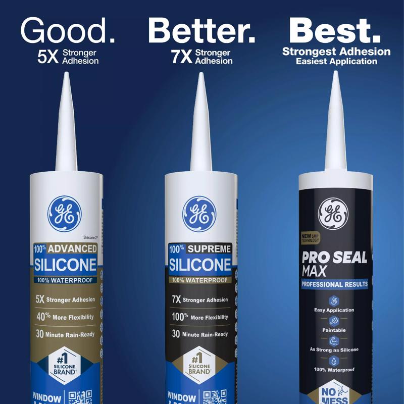 GE Pro Max Crystal Clear Silicone 1 Window and Door Caulk Sealant 9 fl. oz.