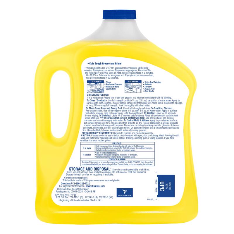 Lysol Sparkling Lemon & Sunflower Essence Scent Concentrated Multi-Purpose Cleaner Liquid 90 oz