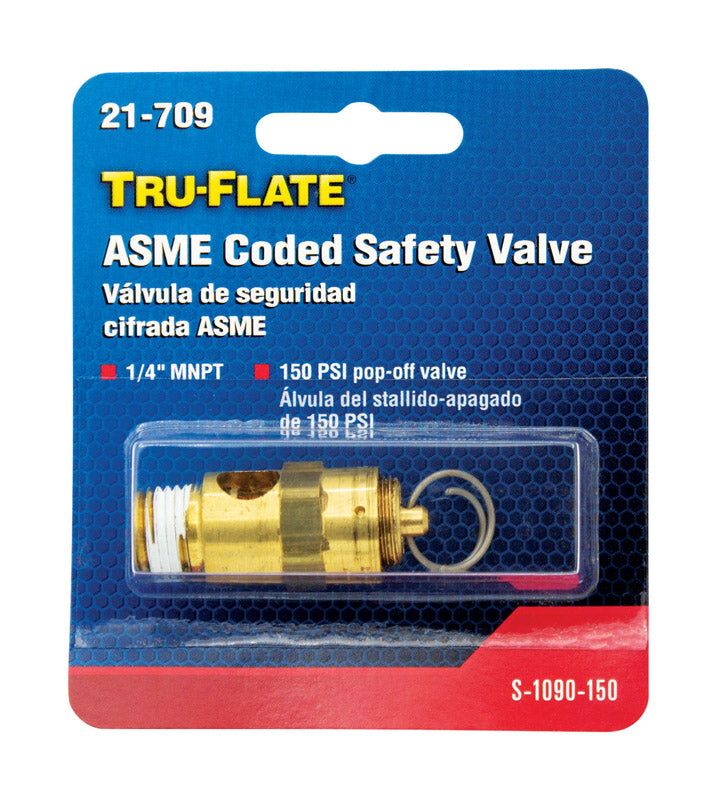Tru-Flate Brass Safety Valve 1/4 in. Male