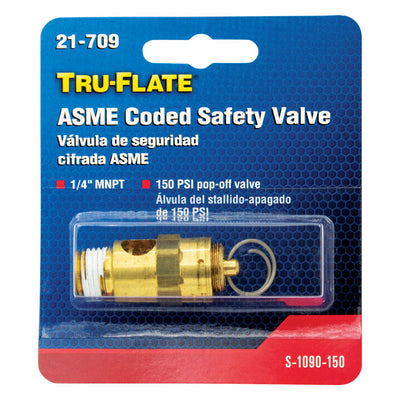 Tru-Flate Brass Safety Valve 1/4 in. Male