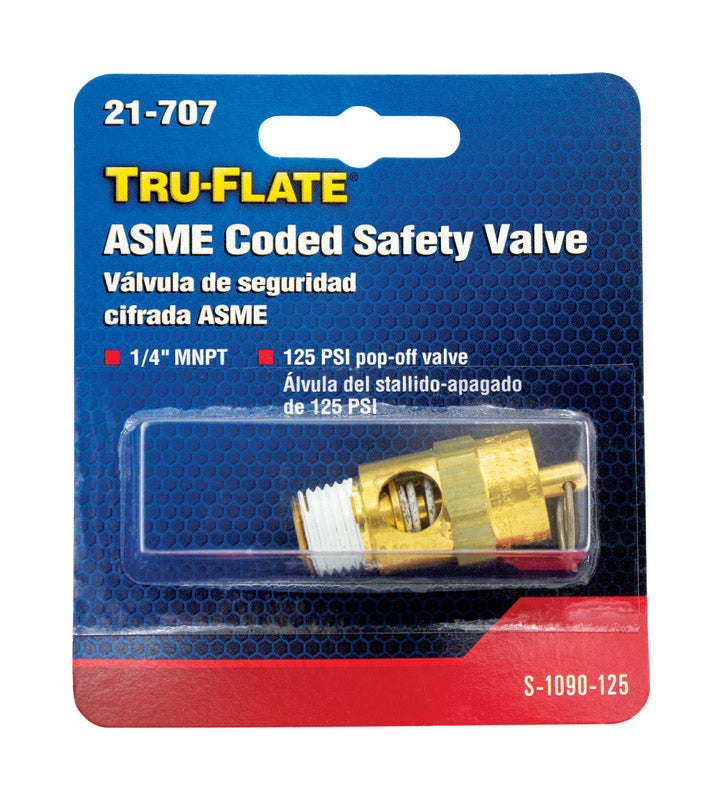 Tru-Flate Brass Safety Valve 1/4 in. Male